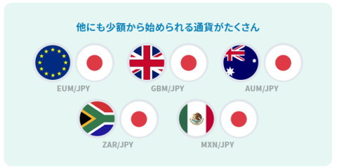 「少額から始められる通貨」がたくさん！